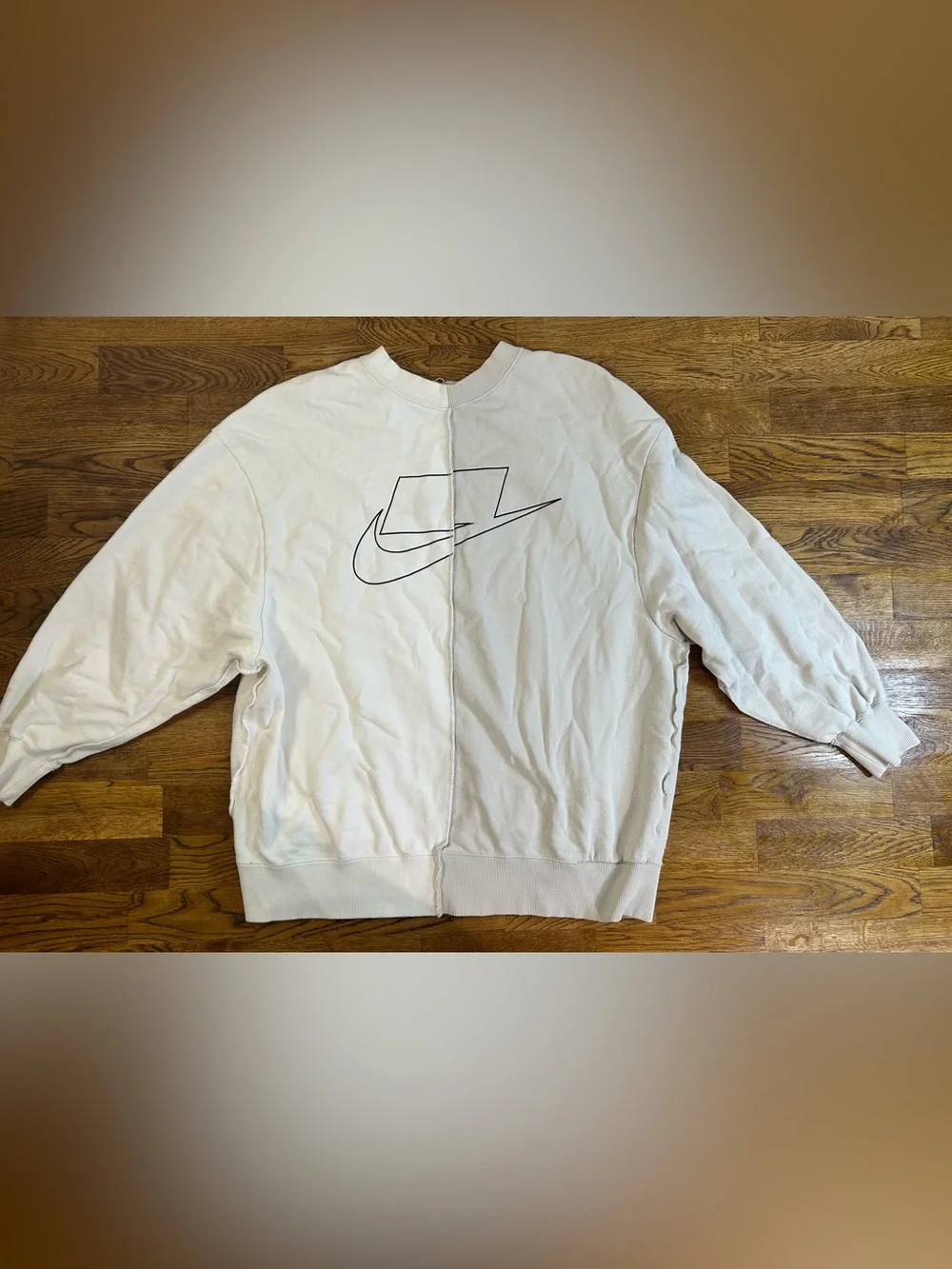 Nike Sportswear Split Cream & White Oversized Sweatshirt